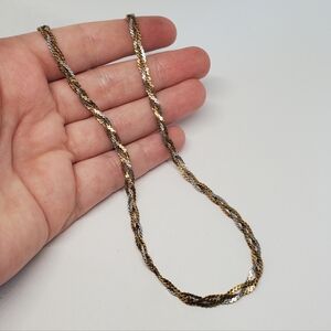 Vintage 14k Gold Filled Two Tone Braided Serpentine Chain Necklace